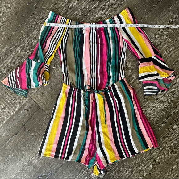 Express women’s Pink and Yellow Jumpsuit Romper Vibrant Style - Picture 6 of 8